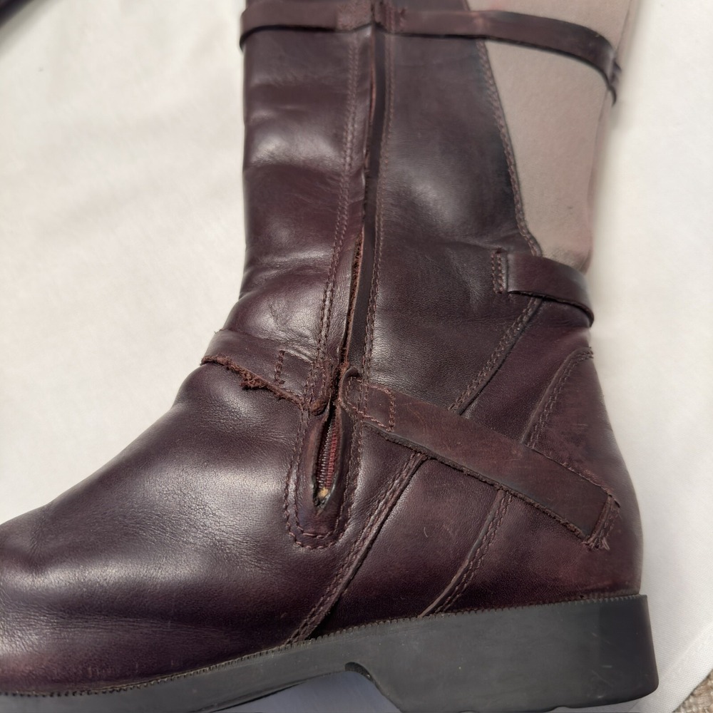 TEVA De La Vina Tall Knee High Waterproof Burgundy Leather Riding Boots 7.5 - Picture 5 of 10